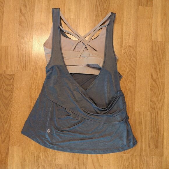 Lululemon Reenergized 2-In-1 Tank Womens 6 Grey Muse Energy Bra Workout Athletic - Picture 3 of 6